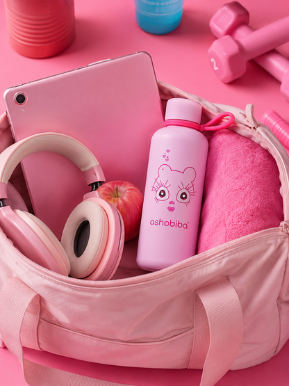 Ashobiba  insulated water bottle pink